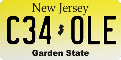 NJ license plate C34OLE