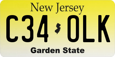 NJ license plate C34OLK