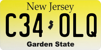NJ license plate C34OLQ