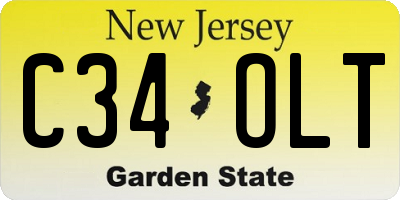 NJ license plate C34OLT