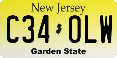 NJ license plate C34OLW