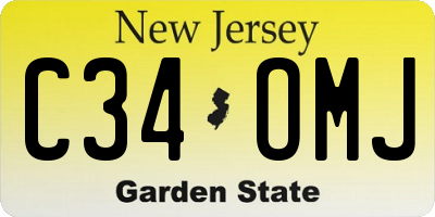 NJ license plate C34OMJ