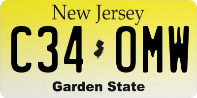 NJ license plate C34OMW