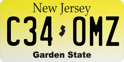 NJ license plate C34OMZ