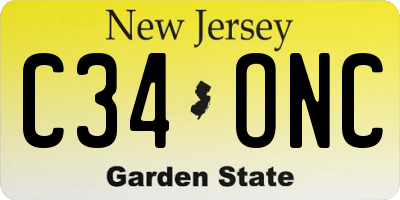 NJ license plate C34ONC