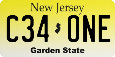 NJ license plate C34ONE