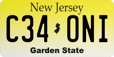 NJ license plate C34ONI