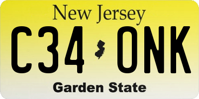 NJ license plate C34ONK