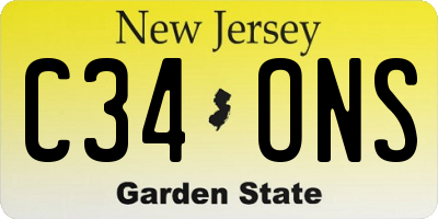 NJ license plate C34ONS