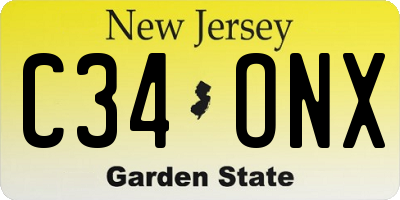 NJ license plate C34ONX