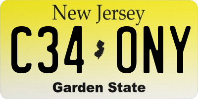 NJ license plate C34ONY