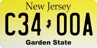 NJ license plate C34OOA