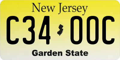 NJ license plate C34OOC