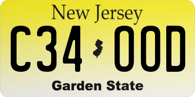 NJ license plate C34OOD