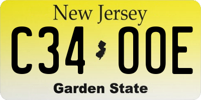 NJ license plate C34OOE