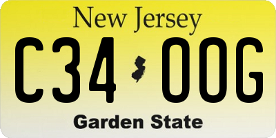 NJ license plate C34OOG