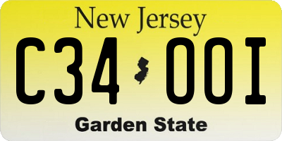 NJ license plate C34OOI