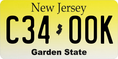 NJ license plate C34OOK
