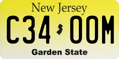 NJ license plate C34OOM