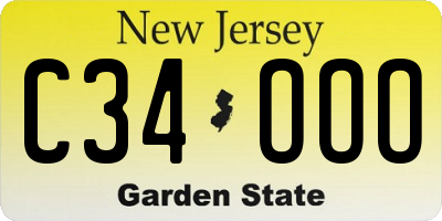 NJ license plate C34OOO