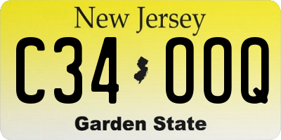 NJ license plate C34OOQ