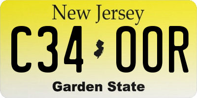 NJ license plate C34OOR