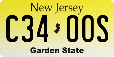 NJ license plate C34OOS