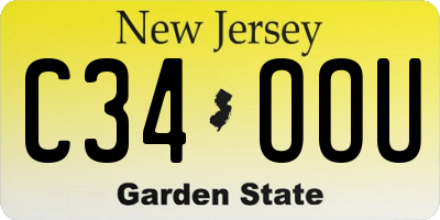 NJ license plate C34OOU