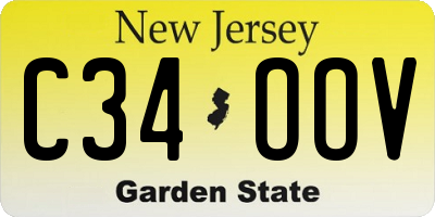 NJ license plate C34OOV
