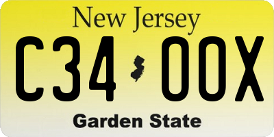 NJ license plate C34OOX
