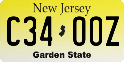 NJ license plate C34OOZ