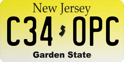 NJ license plate C34OPC
