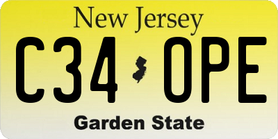NJ license plate C34OPE