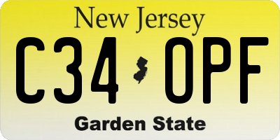 NJ license plate C34OPF