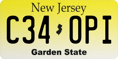 NJ license plate C34OPI