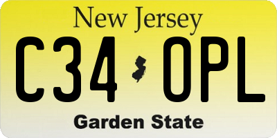 NJ license plate C34OPL