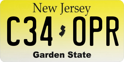 NJ license plate C34OPR