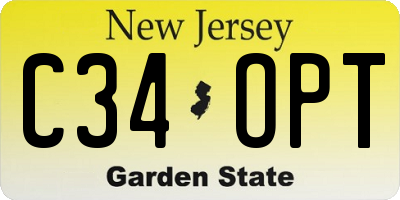 NJ license plate C34OPT