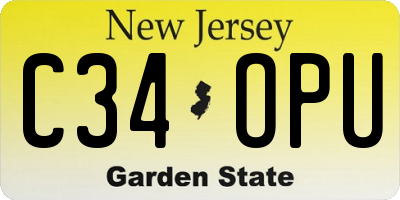 NJ license plate C34OPU