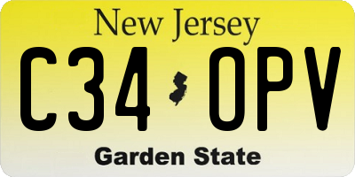 NJ license plate C34OPV