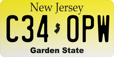 NJ license plate C34OPW