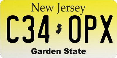 NJ license plate C34OPX