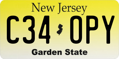 NJ license plate C34OPY