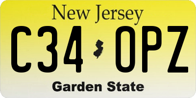 NJ license plate C34OPZ