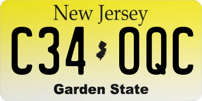 NJ license plate C34OQC