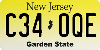 NJ license plate C34OQE