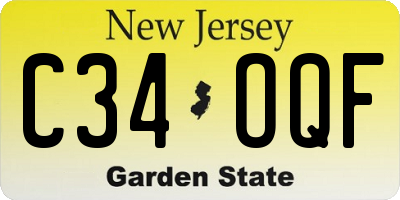 NJ license plate C34OQF