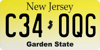 NJ license plate C34OQG