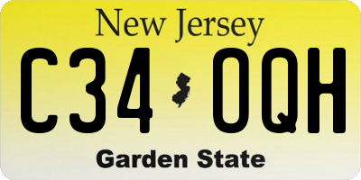 NJ license plate C34OQH