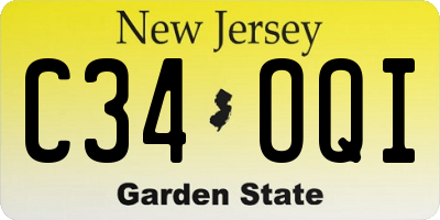 NJ license plate C34OQI